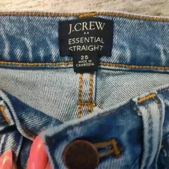 J. Crew Classic Straight High Rise Casual Essential Frayed Denim Jeans #194 - Picture 3 of 3
